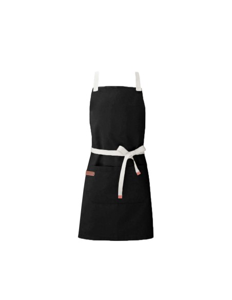 Avental Preto Algodao Vegano Cafeteria Bar Sapataria Salao