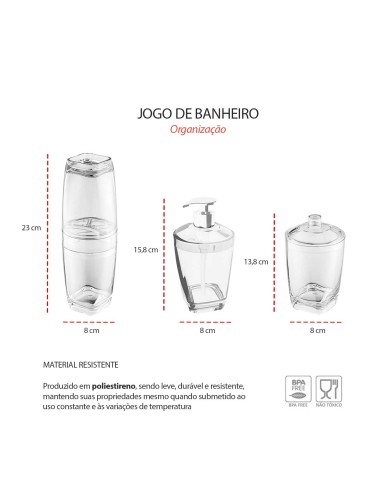 Jogo de Banheiro Transparente Bandeja...
