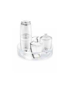 Jogo de Banheiro Transparente Bandeja Organizador Giratorio