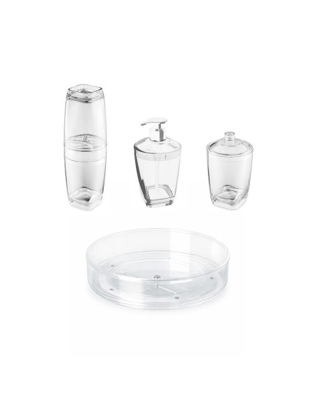 Jogo de Banheiro Transparente Bandeja Organizador Giratorio