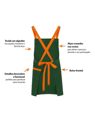 Avental Verde Alça Cruzada Laranja Restaurante...