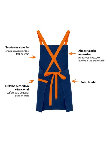 Avental Azul Alça Cruzada Laranja Restaurante...