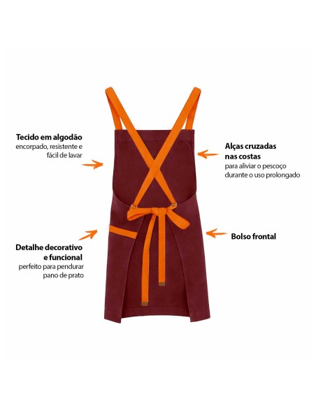 Avental Vinho Alça Cruzada Laranja Restaurante Bistro Osteria