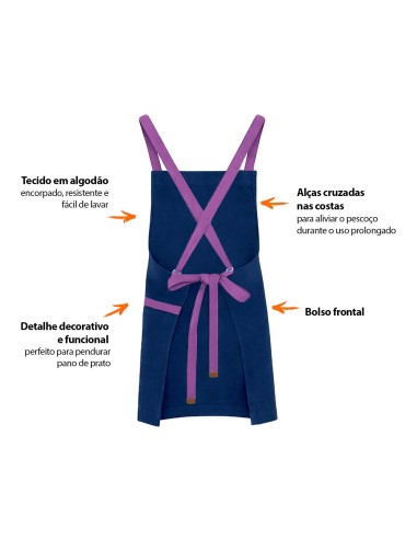 Avental Azul Alça Cruzada Roxo Restaurante Bar...