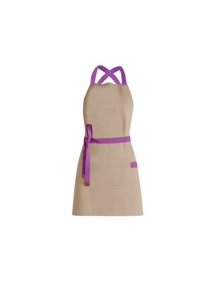 Avental Bege Alça Cruzada Roxo Restaurante Cafeteria Bar