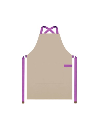 Avental Bege Alça Cruzada Roxo Restaurante...