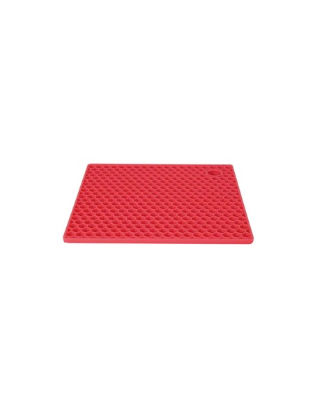 Descanso de Panela Suporte Silicone Quadrado Vermelho