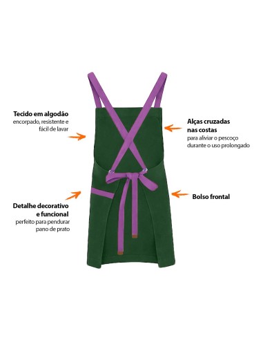 Avental Verde Alça Cruzada Roxo Restaurante...