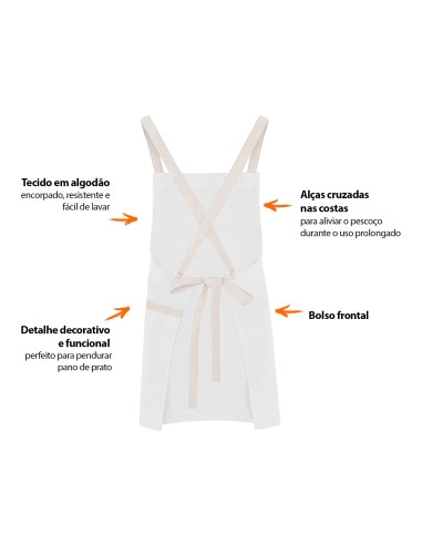 Avental Branco Alça Cruzada Algodao Estetica...