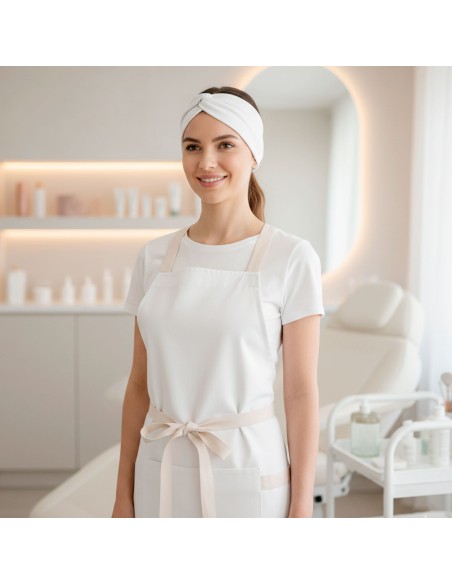 Avental Branco Alça Cruzada Algodao Estetica Clinica Spa