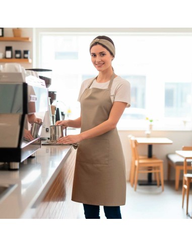 Avental Caqui Profissional Bege Chef Barista...