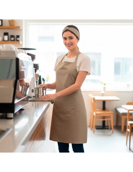 Avental Caqui Profissional Bege Chef Barista Bartender
