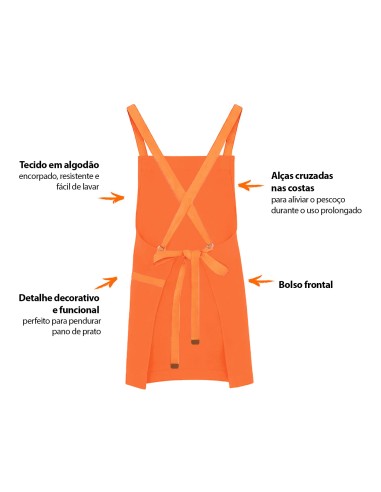 Avental Alça Cruzada Laranja Buffet Sorveteria...