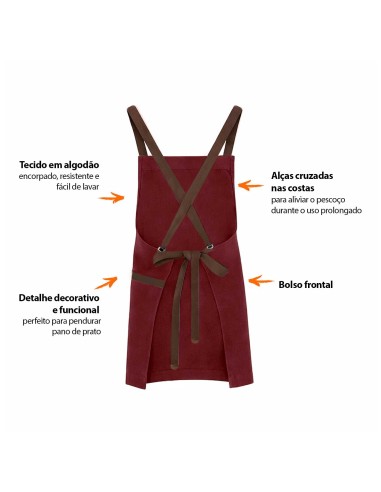 Avental Vinho Alça Cruzada Marrom Restaurante...