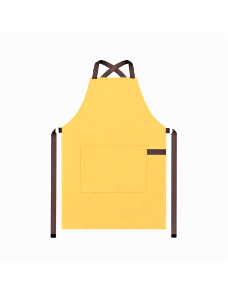 Avental Amarelo Alça Cruzada Marrom Eventos Buffet Cafeteria