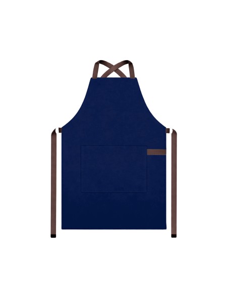 Avental Azul Alça Cruzada Marrom Restaurante Bar Cafeteria