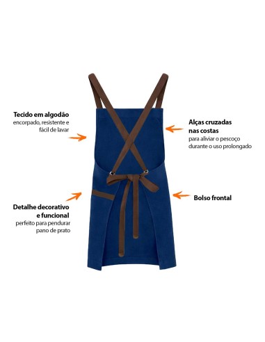 Avental Azul Alça Cruzada Marrom Restaurante...