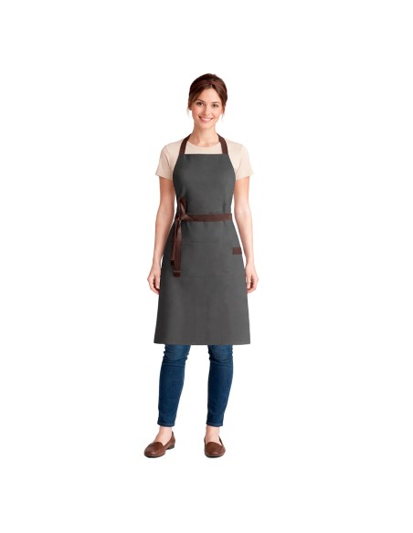 Avental Cinza Alça Cruzada Marrom Restaurante Bar Artesanato