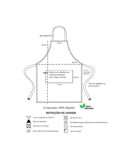 Avental Verde Cha Matte Algodao Cafeteria Bar Vegano