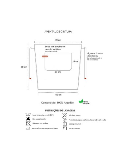 Avental de Cintura Jeans Algodao Bar Garçom...