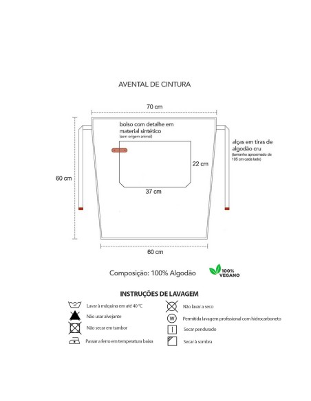 Avental de Cintura Jeans Algodao Bar Garçom Cafe Restaurante