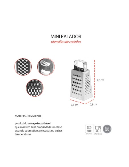Mini Ralador de Queijo Aço Inox Pequeno Raspas de Limao