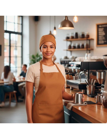 Avental Caramelo Mostarda Cozinha Chef Cafeteria Bistro Bar