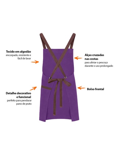 Avental Roxo Alça Cruzada Marrom Açai...