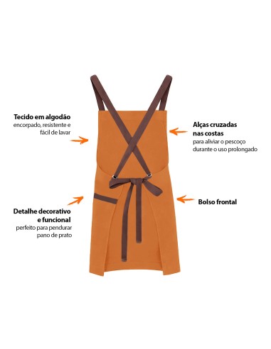 Avental Caramelo Alça Cruzada Marrom Cafeteria...