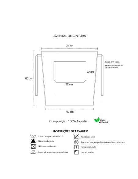 Avental de Cintura Jeans Barista Chef Garçom Bartender