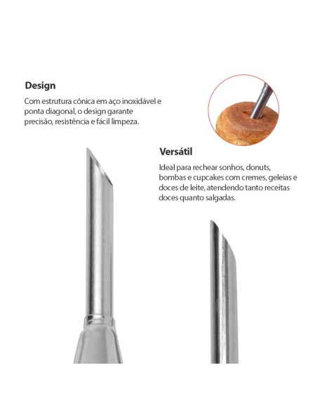 Bico de Confeitar Bolo Torta Inox e Escova Padaria Doceria