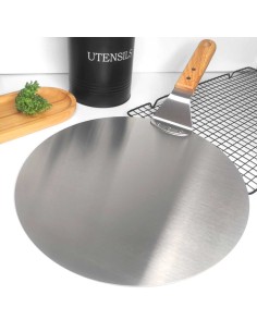Pa de Pizza Espatula Redonda Inox Cabo Madeira Forno... 2
