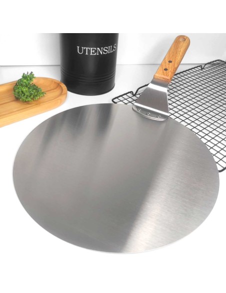 Pa de Pizza Espatula Redonda Inox Cabo Madeira Forno Pizzaria