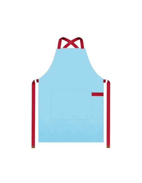 Avental Azul Claro Alça Cruzada Vermelho Confeitaria Padaria