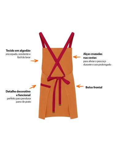 Avental Caramelo Alça Cruzada Vermelho...