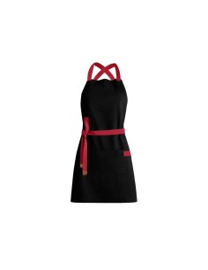 Avental Preto Alça Cruzada Vermelho Cafeteria Bar