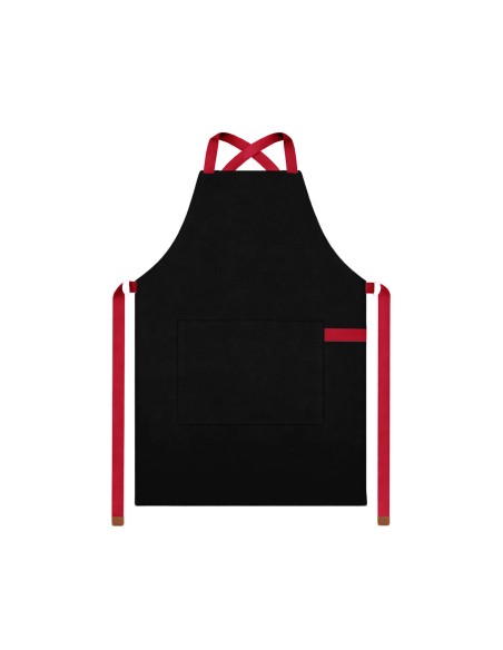 Avental Preto Alça Cruzada Vermelho Cafeteria Bar
