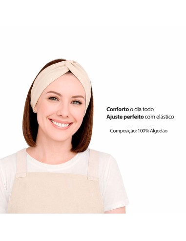 Faixa de Cabelo Turbante Bandana Areia Bege...