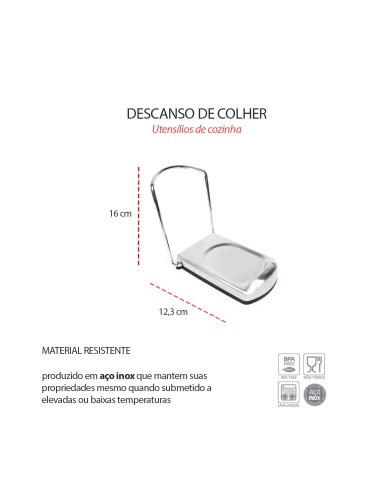 Descanso de Colher Apoio em Aço Inox Suporte...