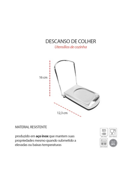 Descanso de Colher Apoio em Aço Inox Suporte Talheres