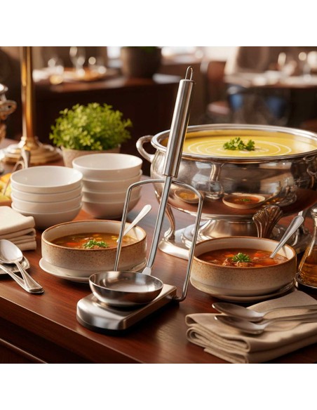 Concha e Suporte Descanso de Colher Inox Servir Profissional