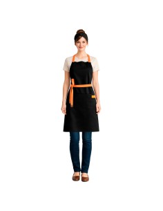 Avental Preto Alça Cruzada Laranja Cafeteria Bar Loja Bistro 2