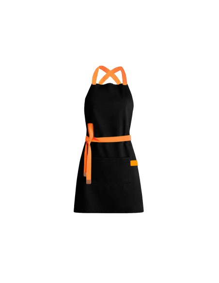 Avental Preto Alça Cruzada Laranja Cafeteria Bar Loja Bistro