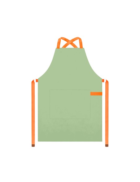Avental Verde Matte Cha Alça Cruzada Laranja Restaurante Cafe