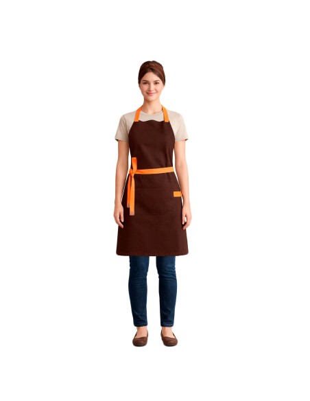 Avental Marrom Alça Cruzada Laranja Jardinagem Barbearia Doceria