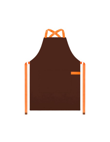 Avental Marrom Alça Cruzada Laranja Jardinagem Barbearia Doceria