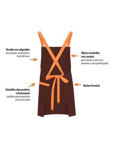 Avental Marrom Alça Cruzada Laranja Jardinagem...