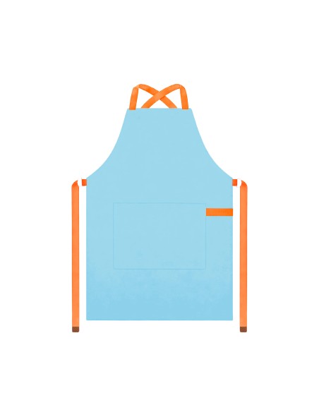 Avental Azul Claro Alça Cruzada Laranja Confeitaria Padaria