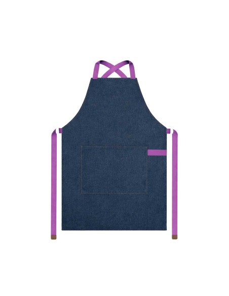 Avental Jeans Alça Cruzada Roxo Restaurante Bar Cafeteria