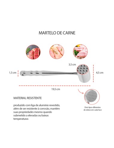 Martelo de Carne Culinario Batedor Amaciador...